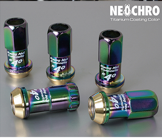 Project Kics R40 Neochrome M12x1.5 kit of 16 + 4 lock nuts