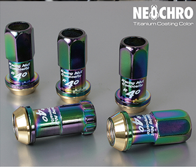 Project Kics R40 Neochrome M12x1.5 kit of 16 + 4 lock nuts